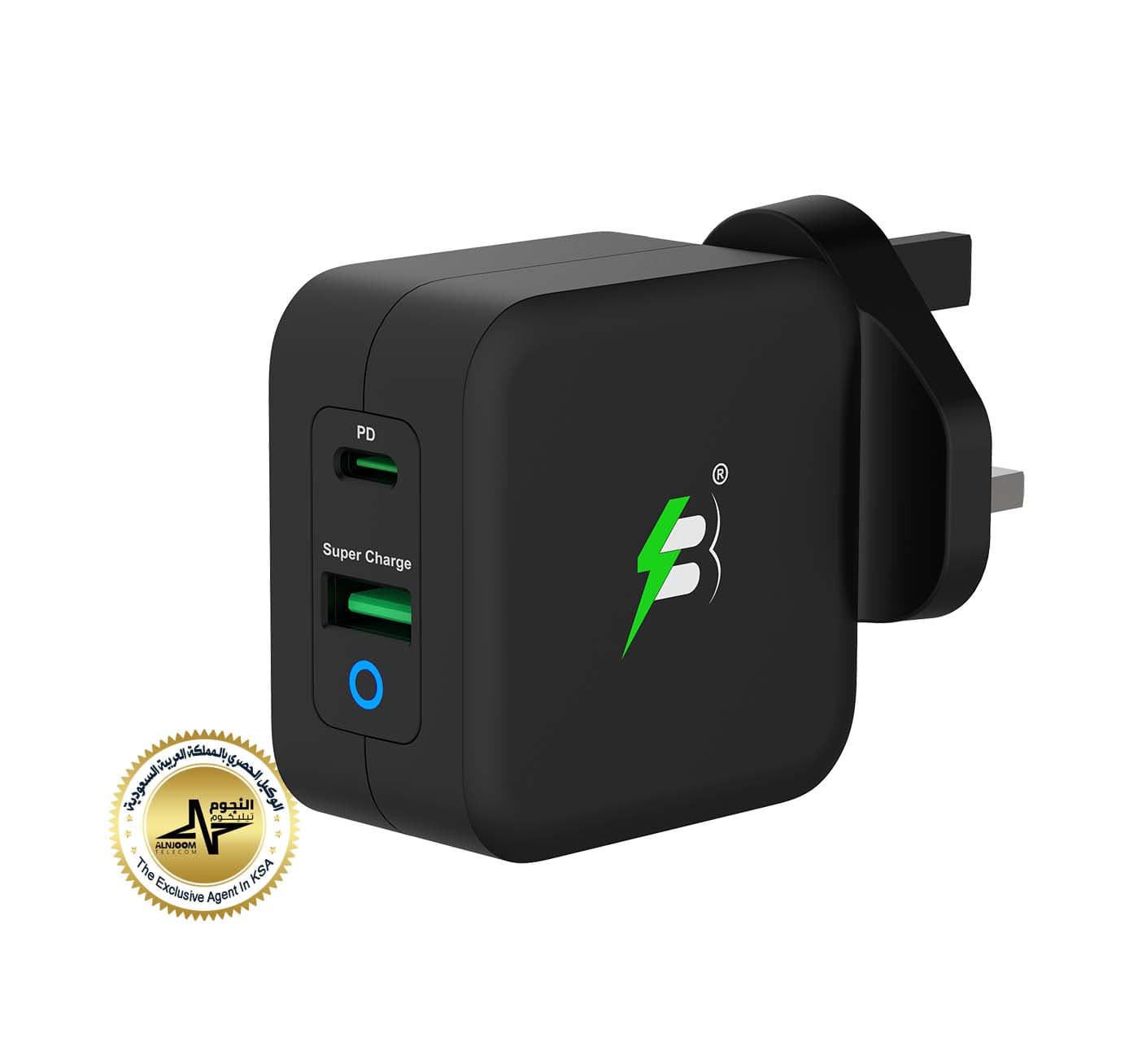 شاحن جداري منفذين (PD - USB) سبارك بيري